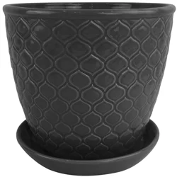Ventura 8 Inch Ceramic Planter, Charcoal Gray