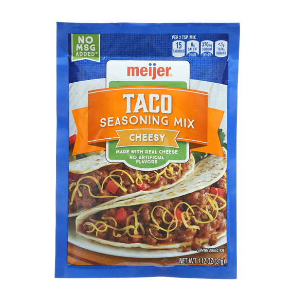 slide 1 of 1, Meijer Cheesy Taco Seasoning, 1.12 oz