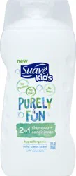 Suave Kids 3 in 1 Shampoo Conditioner Body Wash Purely Fun Sensitive, 12 oz