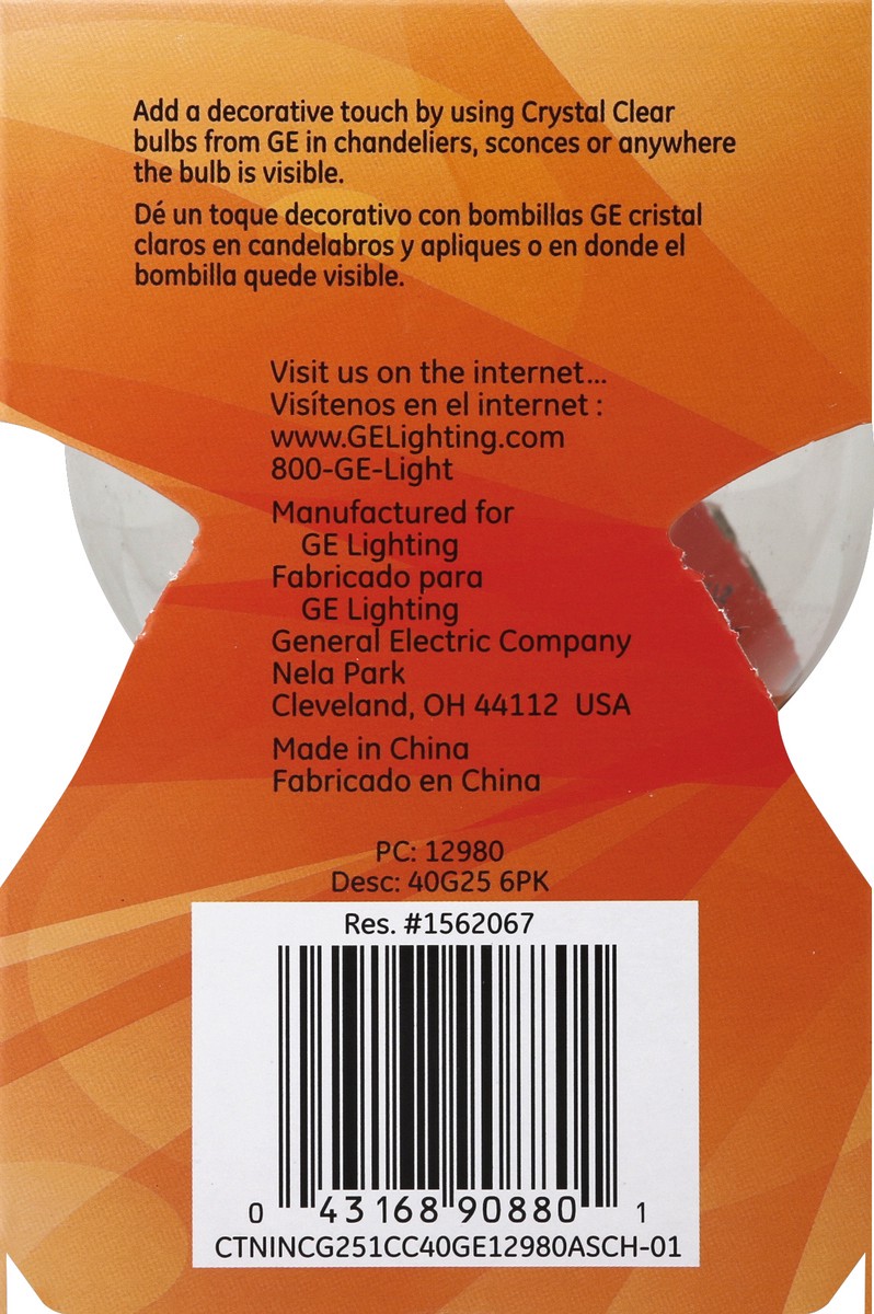 slide 3 of 6, GE Light Bulb, Crystal Clear, 40 Watts, 1 ct