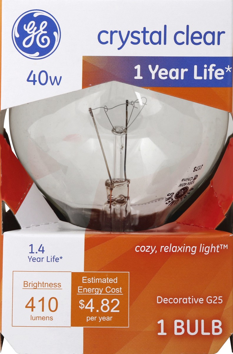 slide 5 of 6, GE Light Bulb, Crystal Clear, 40 Watts, 1 ct