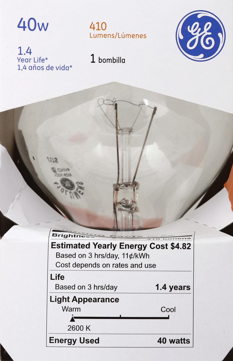 slide 6 of 6, GE Light Bulb, Crystal Clear, 40 Watts, 1 ct