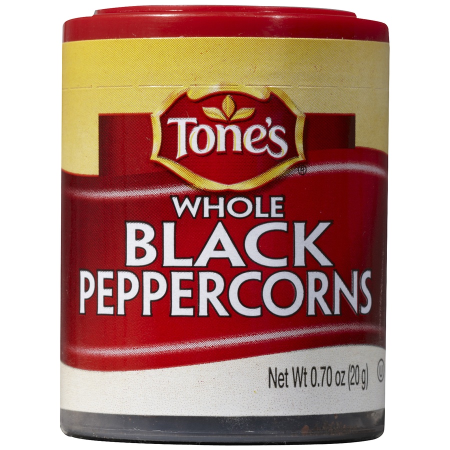 slide 2 of 2, Tone's Whole Black Peppercorns, 0.7 oz