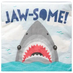 Party Creations 2-Ply Shark Party Napkins, 16 Count