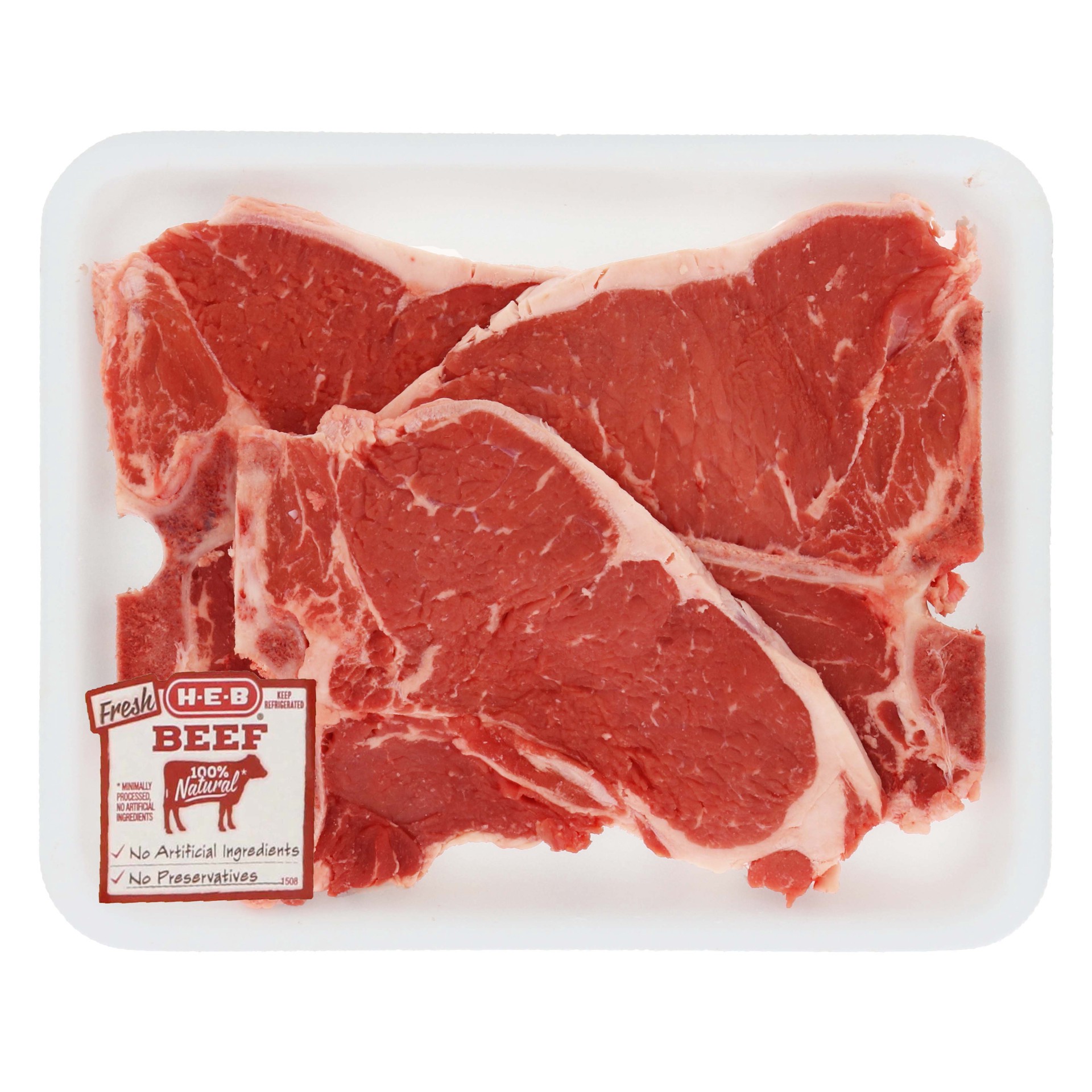slide 1 of 1, H-E-B Beef T-Bone Steak Value Pack, USDA Select, per lb