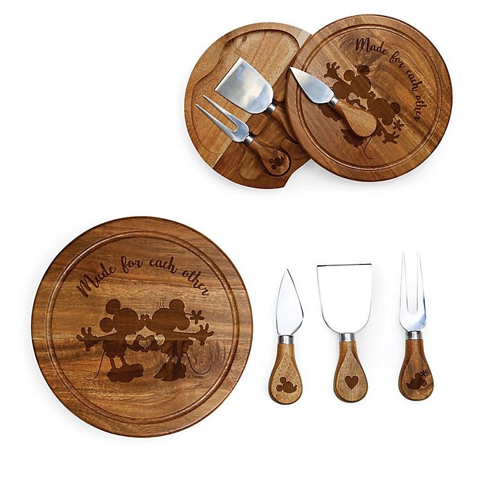 slide 1 of 1, Picnic Time Disney Mickey & Minnie Acacia Brie Cheese Board & Tools, 1 ct