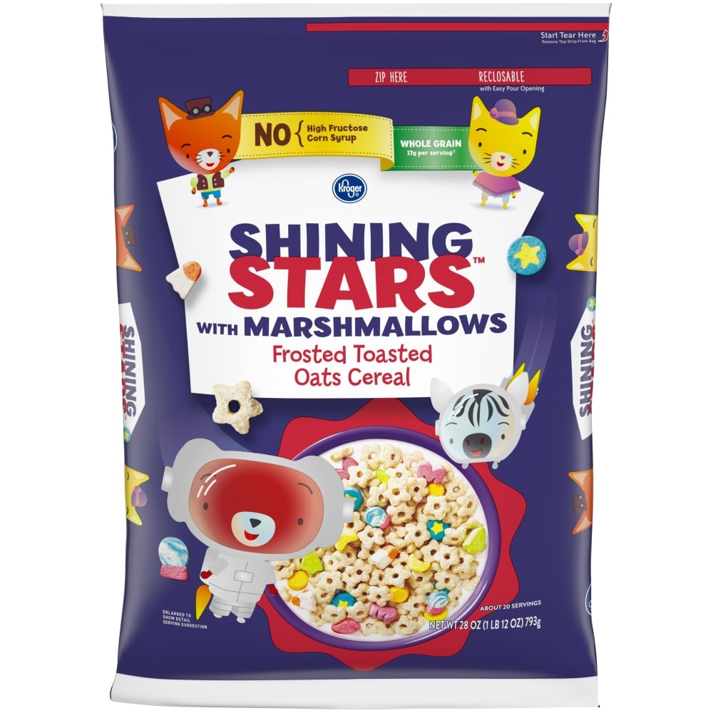 slide 1 of 1, Kroger Shining Stars With Marshmallows Frosted Toasted Oats Cereal, 28 oz