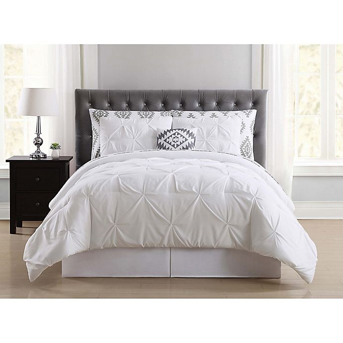 slide 1 of 5, Truly Soft Pueblo Pleated Twin XL Comforter Set - White, 6 ct