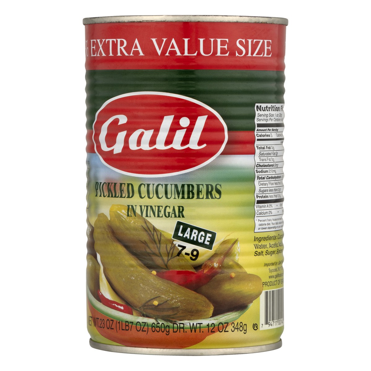 slide 9 of 10, Galil Pickled Cucumbers In Vinegar Large Value Size - 23 oz, 23 oz