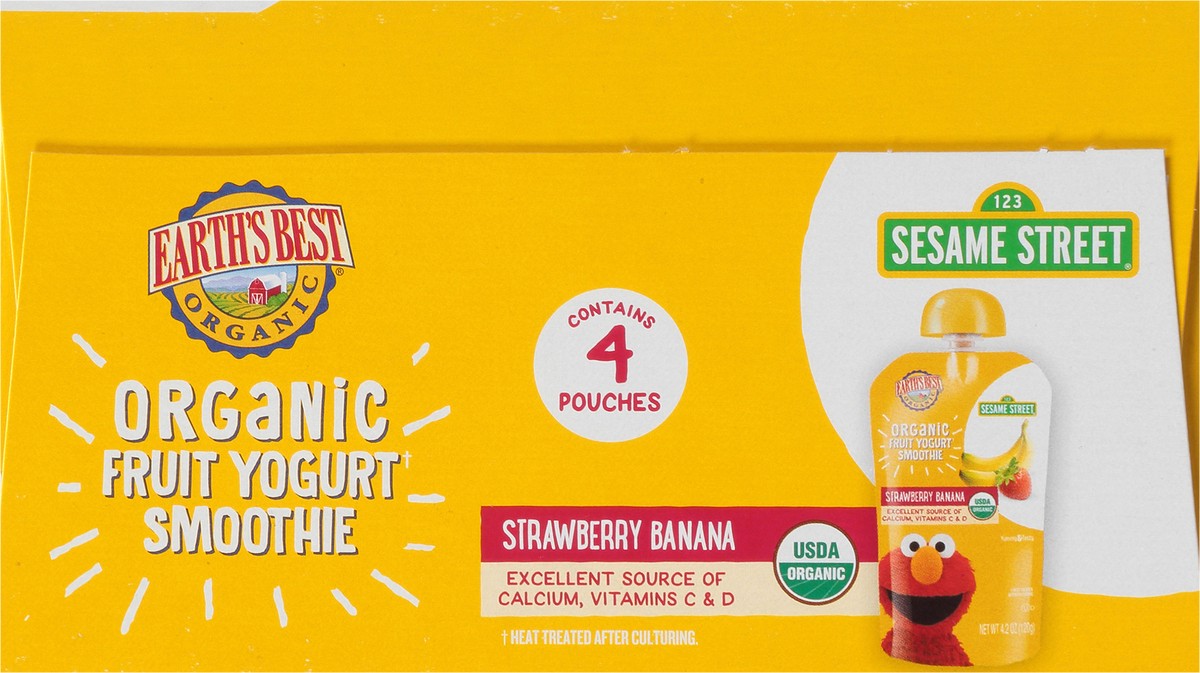 slide 8 of 8, Earth's Best Organic Sesame Street Strawberry Banana Organic Fruit Yogurt Smoothie 4-4.2 oz. Pouches, 4 ct