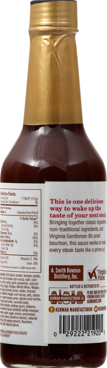 slide 5 of 9, Virginia Gentlemen VG80 Bourbon Steak Sauce 10 oz, 10 oz