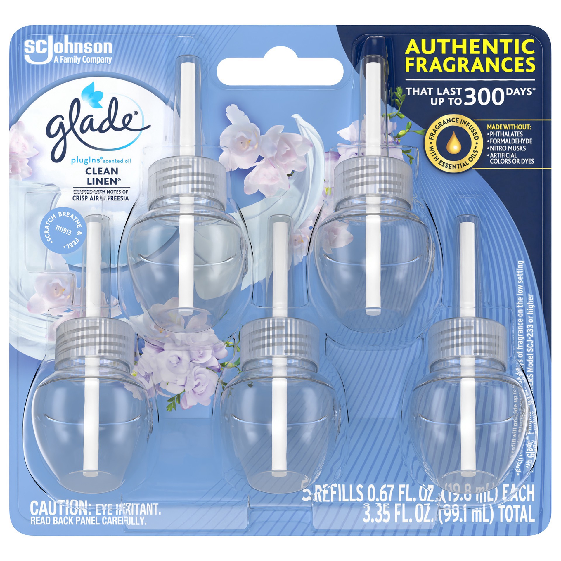 slide 1 of 5, Glade Clean Linen Air Freshener Refill, 5 ct