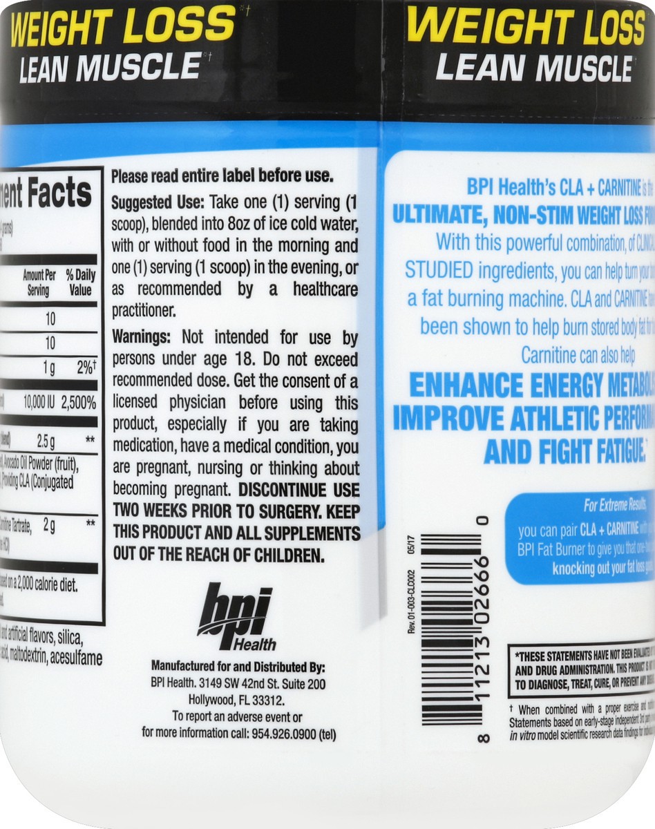 slide 6 of 6, BPI CLA + Carnitine 11.29 oz, 11.29 oz