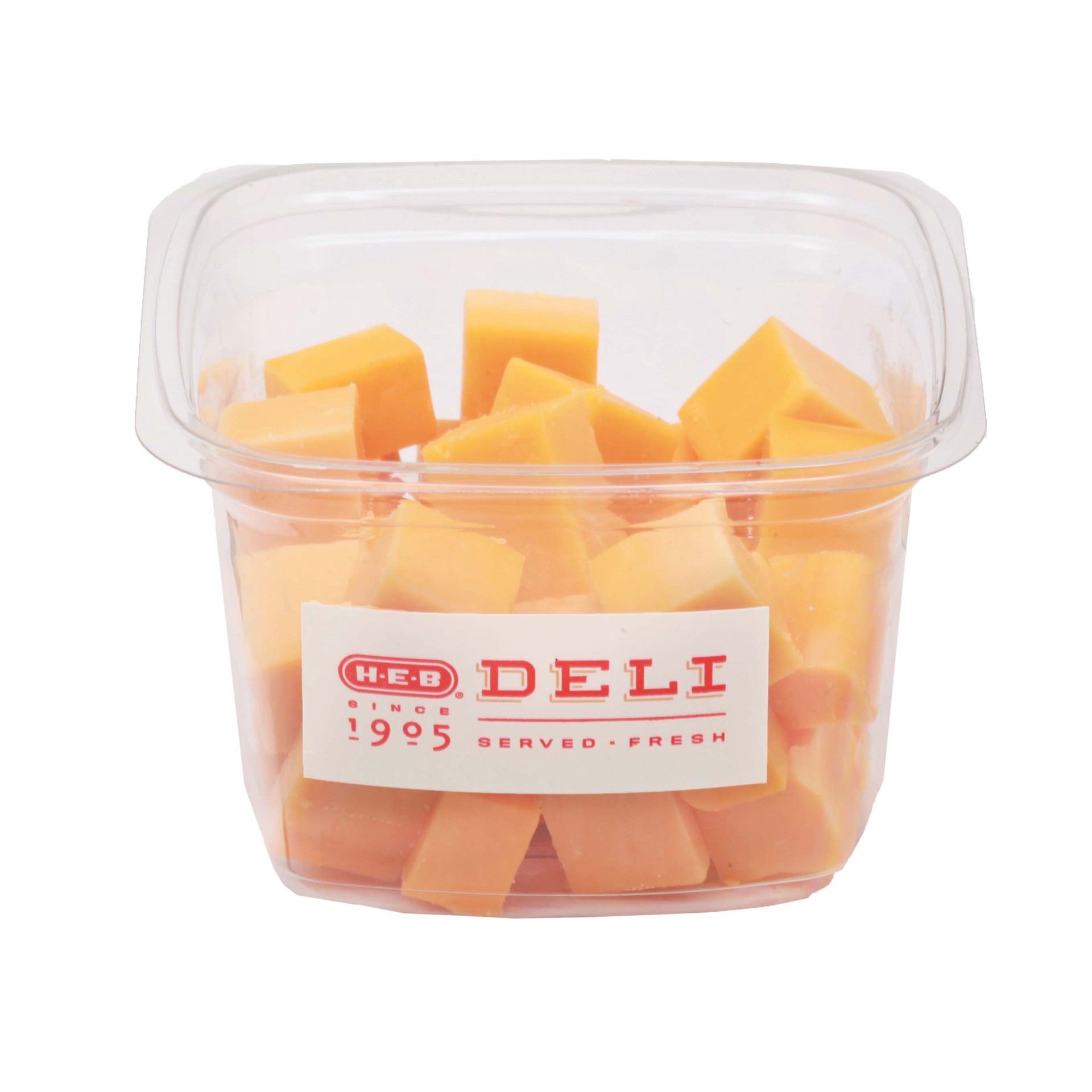 slide 1 of 1, H-E-B Deli Post Oak Smoked Gouda Cheese Cubes, per lb
