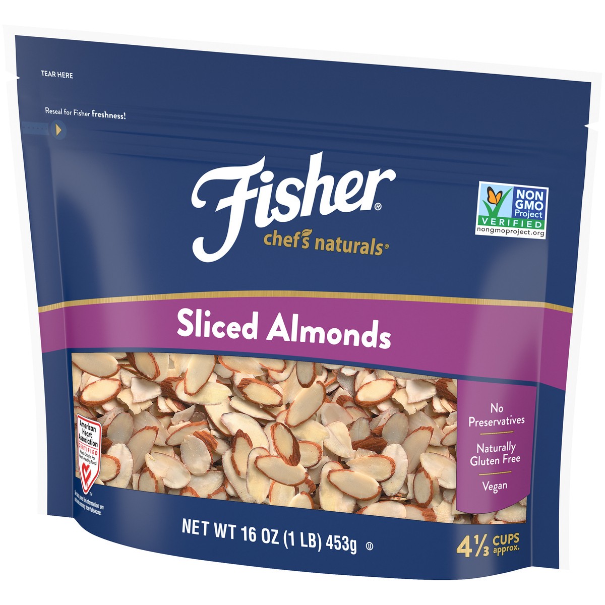 slide 2 of 15, Fisher Chef's Naturals Sliced Almonds 16 oz. Bag, 16 oz