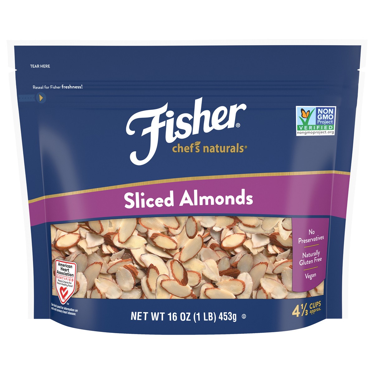 slide 10 of 15, Fisher Chef's Naturals Sliced Almonds 16 oz. Bag, 16 oz