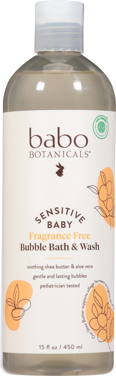 slide 12 of 14, Babo Botanicals Sensitive Baby Fragrance Free Bubble Bath & Wash 15 fl oz, 15 fl oz