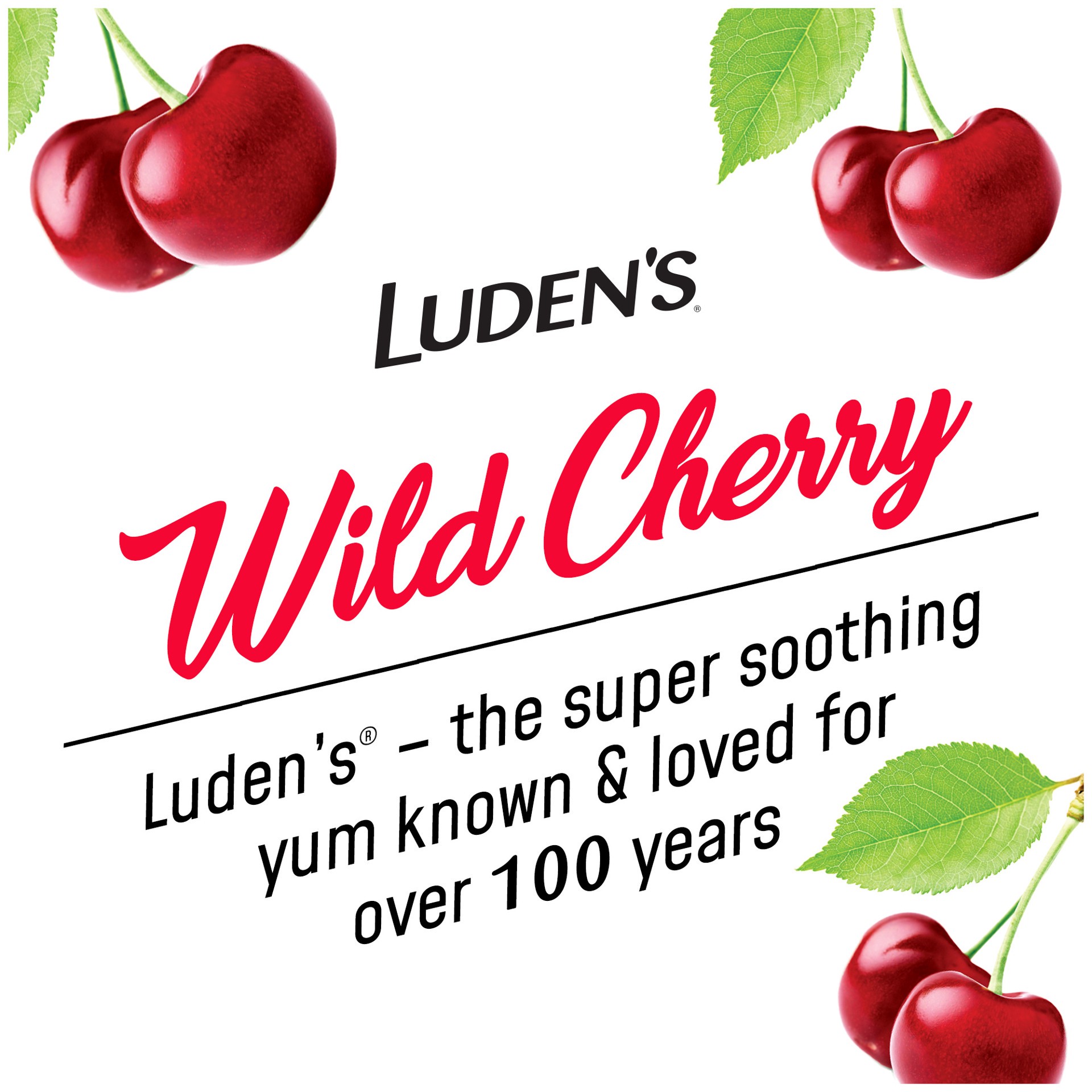 slide 2 of 2, Luden's Wild Cherry Throat Drops, Sore Throat Relief, 20 Count, 20 ct