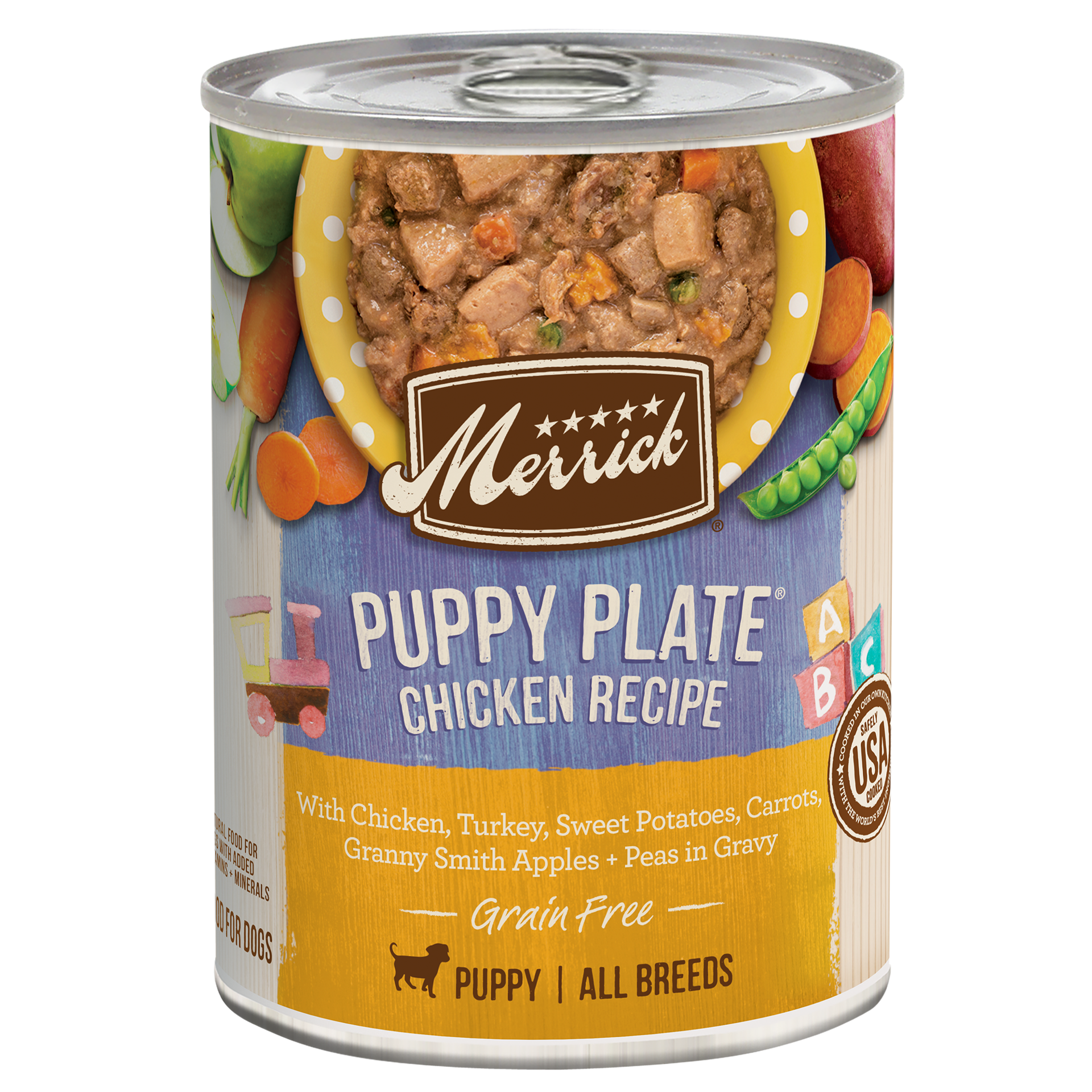 slide 1 of 4, Merrick Grain Free Wet Puppy Food, Puppy Plate Chicken Recipe Canned Dog Food - 12.7 oz Can, 12.7 oz