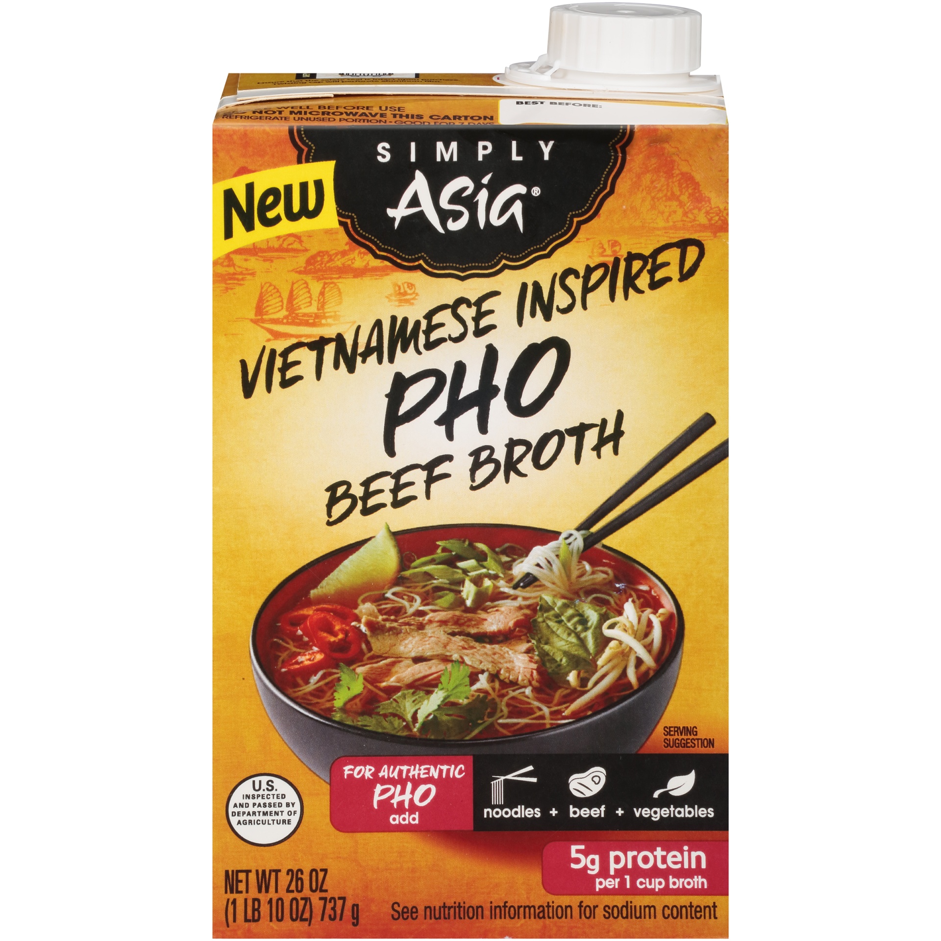 slide 1 of 5, Simply Asia Vietnamese Inspired Pho Beef Broth, 26 fl oz