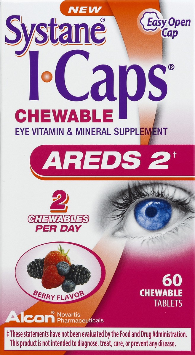 slide 5 of 5, Systane I-Caps Chewable Eye Vitamin & Mineral Supplement Berry Flavor, 60 ct