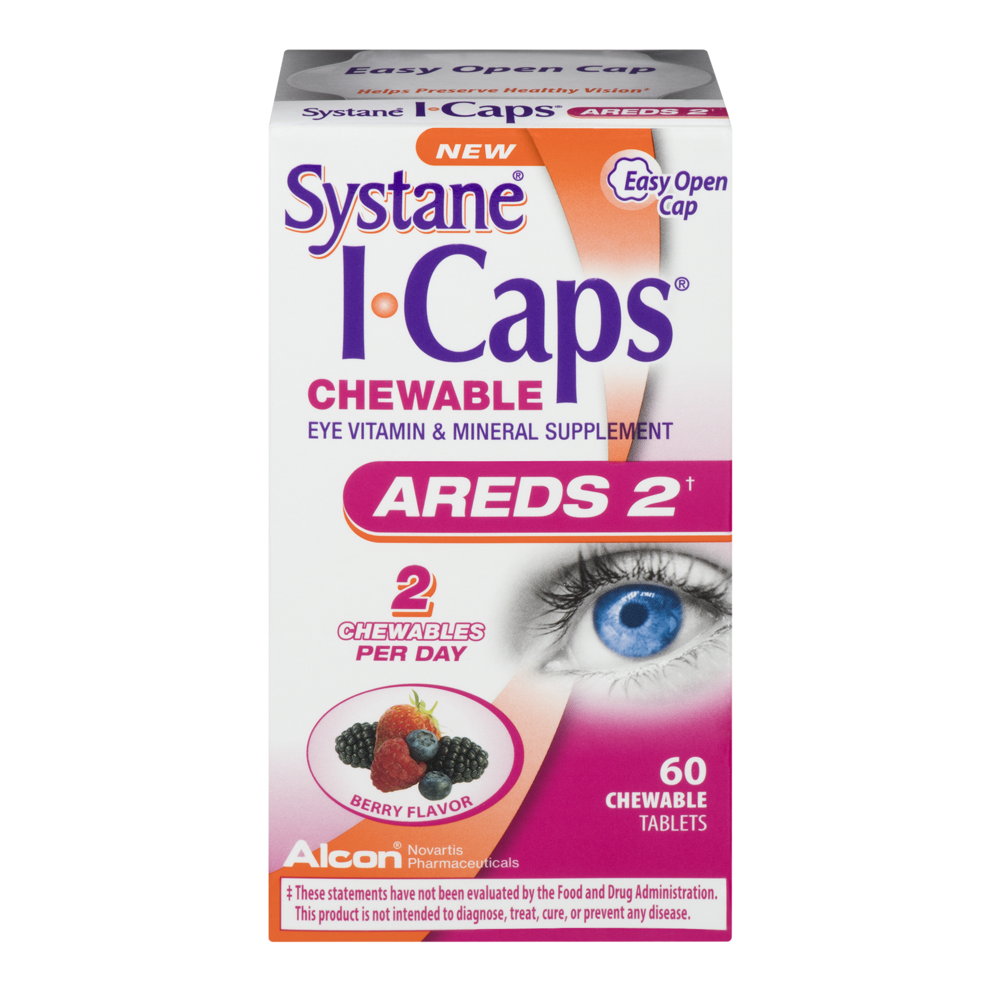 slide 1 of 2, Systane I-Caps Chewable Eye Vitamin & Mineral Supplement Berry Flavor, 60 ct