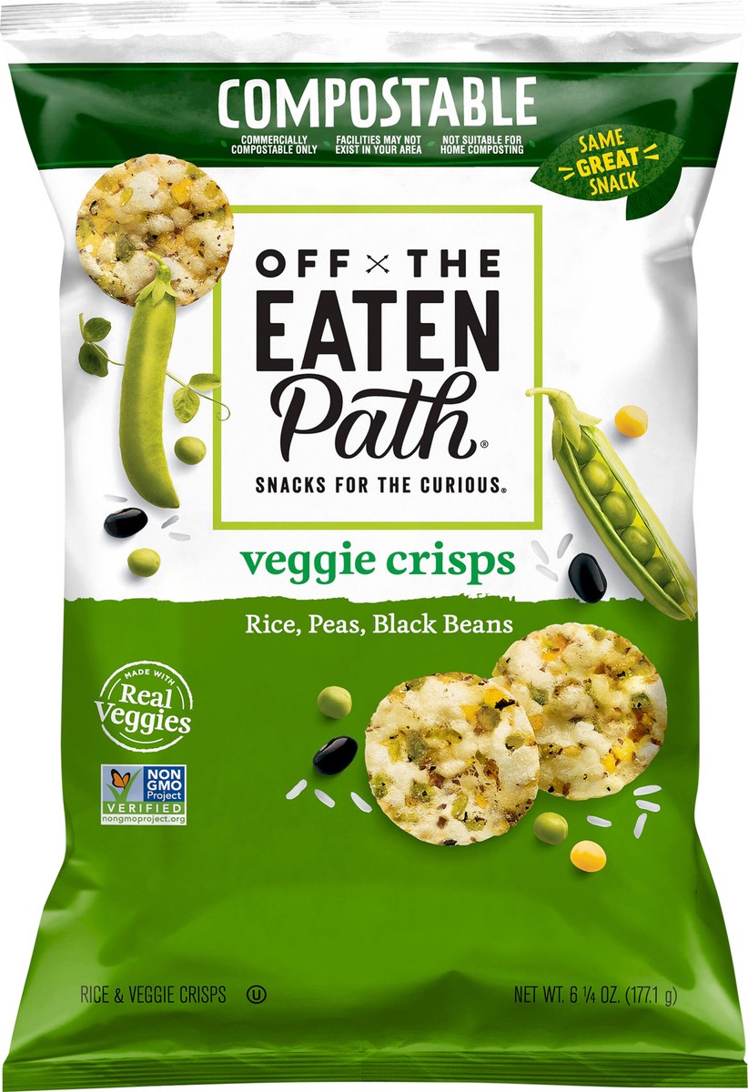 slide 6 of 8, Off the Eaten Path Rice & Veggie Crisps Rice Peas Black Beans 6 1/4 Oz, 6.25 oz