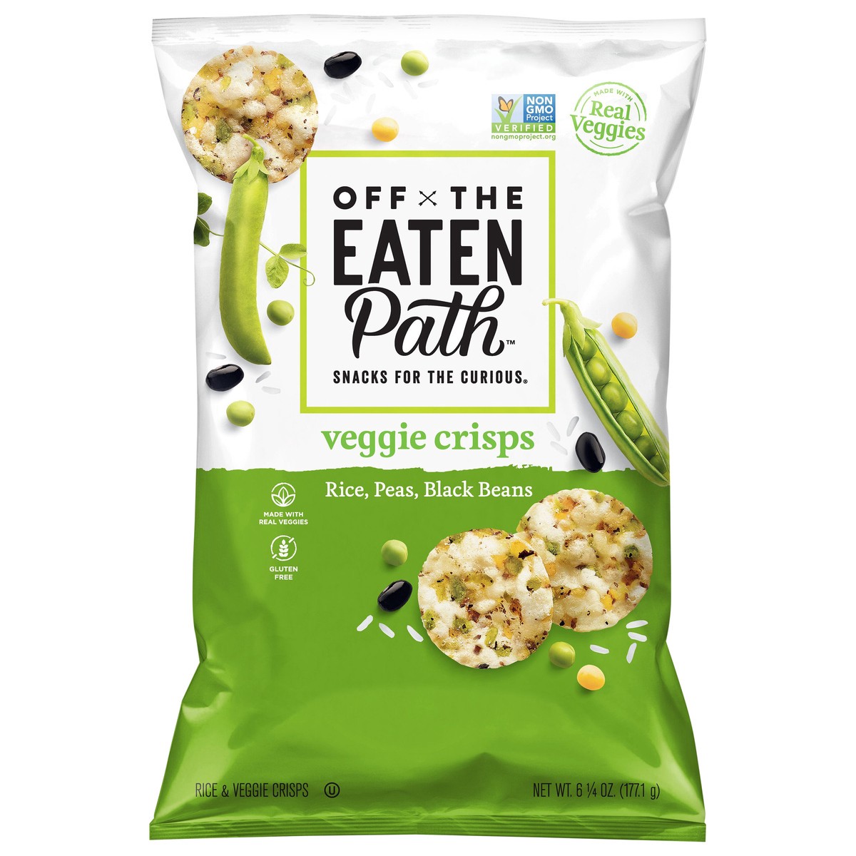 slide 1 of 8, Off the Eaten Path Rice & Veggie Crisps Rice Peas Black Beans - 6.25 oz, 6.25 oz