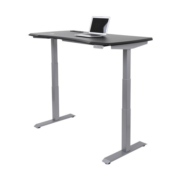 slide 3 of 10, WORKPRO 60"W Electric Height-Adjustable Standing Desk With Wireless Charging, Black, 1 ct
