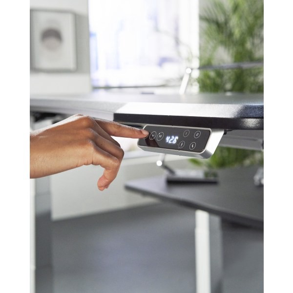 slide 8 of 10, WORKPRO 60"W Electric Height-Adjustable Standing Desk With Wireless Charging, Black, 1 ct