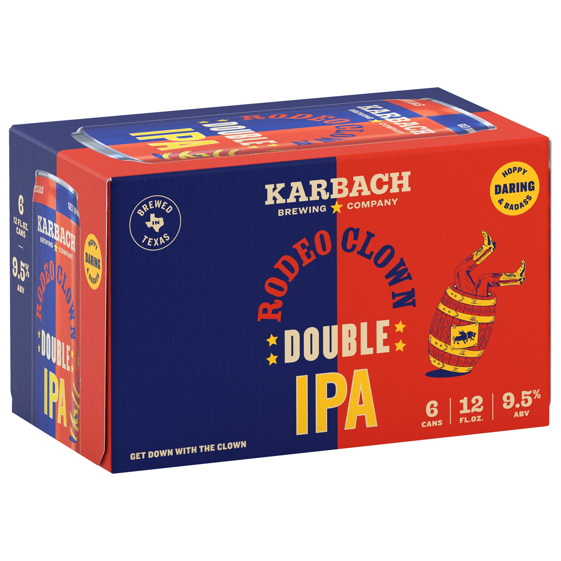 slide 1 of 3, Karbach Brewing Co. Rodeo Clown Double IPA, 12oz. Can 6 Pack, 72 fl oz