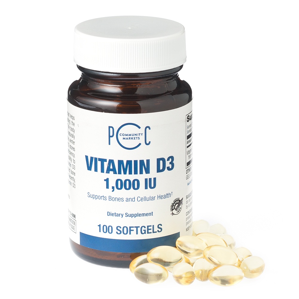 slide 1 of 1, PCC Vitamin D3 1000Iu (Softgels), 100 ct