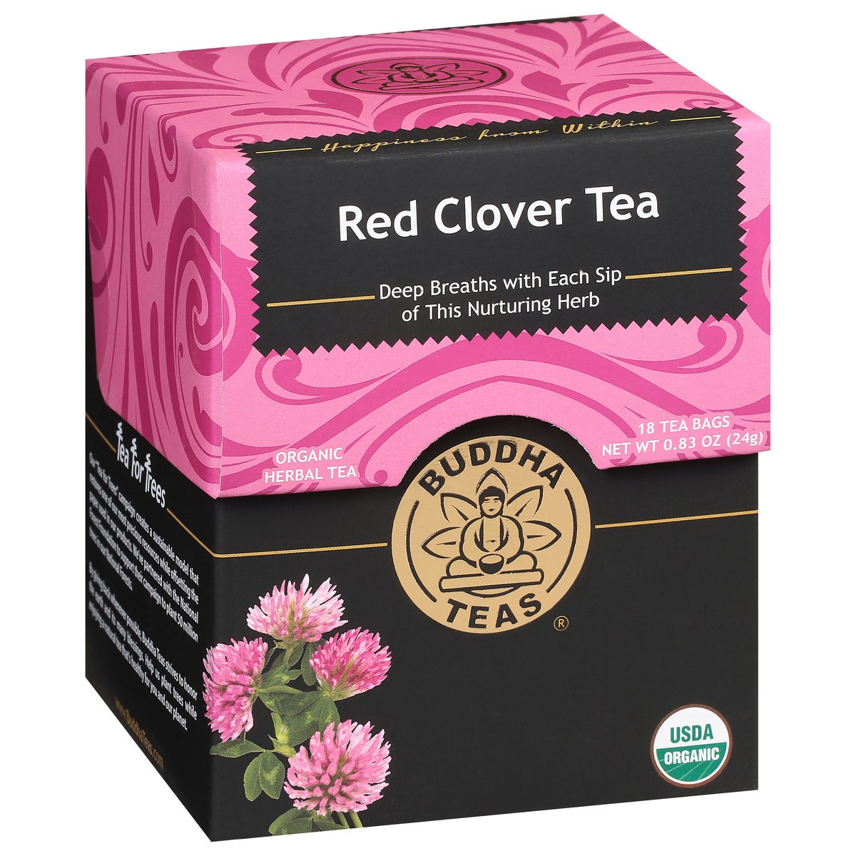 slide 4 of 4, Buddha Teas Organic Red Clover Herbal Tea 18 Tea Bags, 18 ct