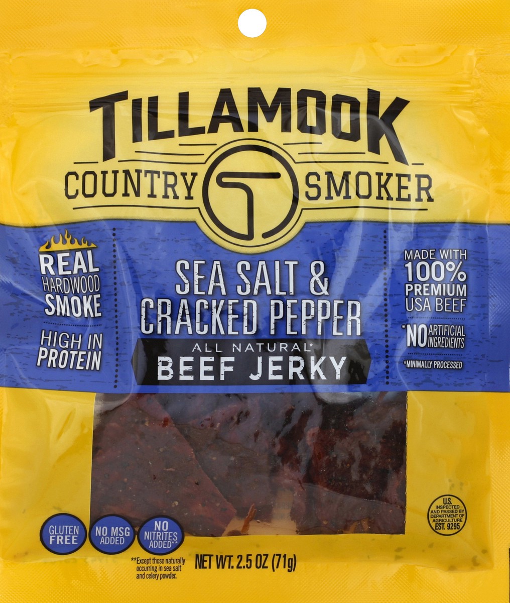 slide 2 of 3, Tillamook Country Smoker Sea Salt & Cracked Pepper Beef Jerky 2.5 oz, 2.5 oz