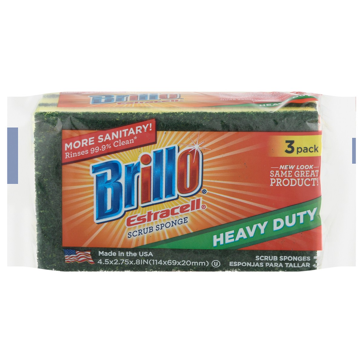 slide 1 of 9, Brillo Estracell Heavy Duty Scrub Sponge, 1 ct