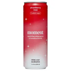 Moment Strawberry Rose Sparkling Adaptogens & Botanical Drink 11.5 fl oz
