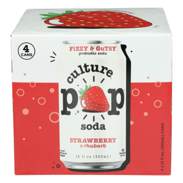 slide 1 of 1, Culture Pop Strawberry Rhubarb Probiotic Soda, 48 fl oz