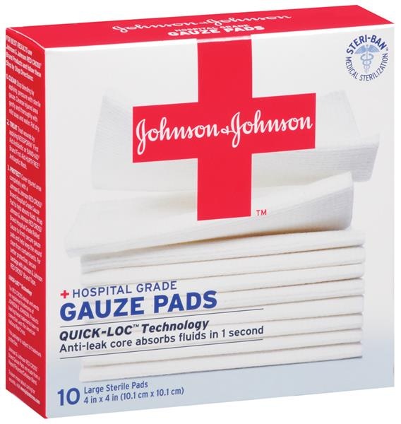 slide 1 of 1, BAND-AID Large 4 X 4 First Aid Covers Gauze Pads, 10 ct