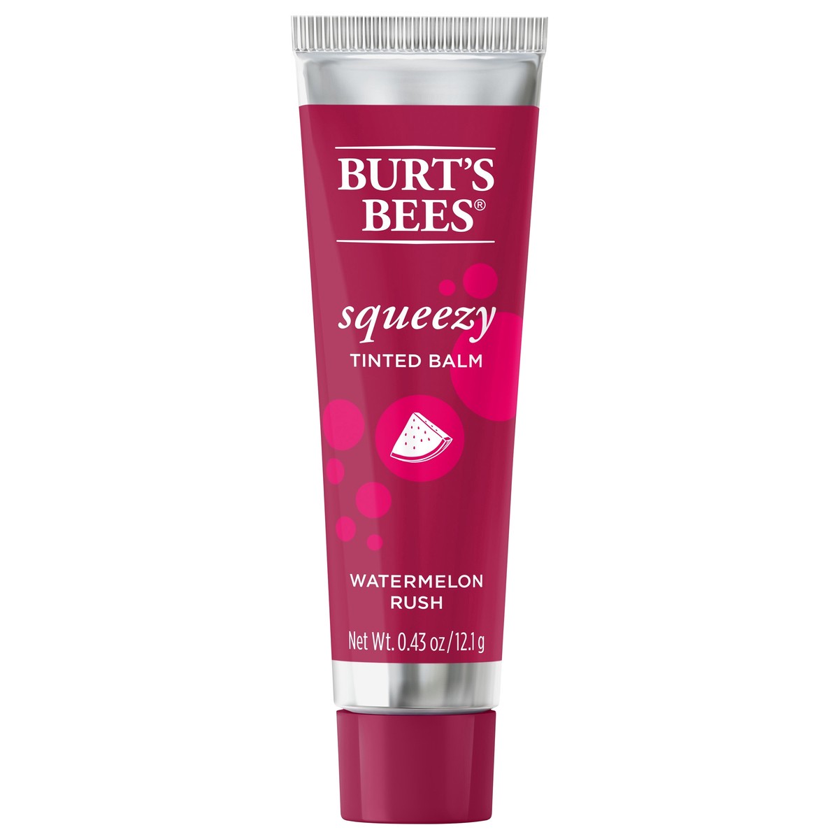 slide 1 of 22, Burt's Bees Natural Origin Squeezy Tinted Watermelon Rush Lip Balm, 0.43 oz