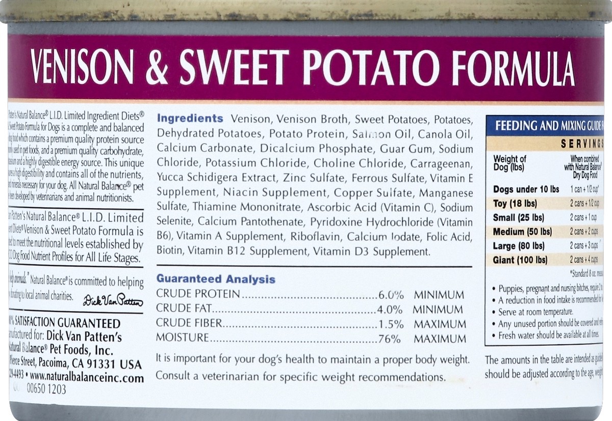 slide 6 of 6, Natural Balance Limited Ingredient Diets Venison & Sweet Potato Formula Canned Dog Food, 13 oz