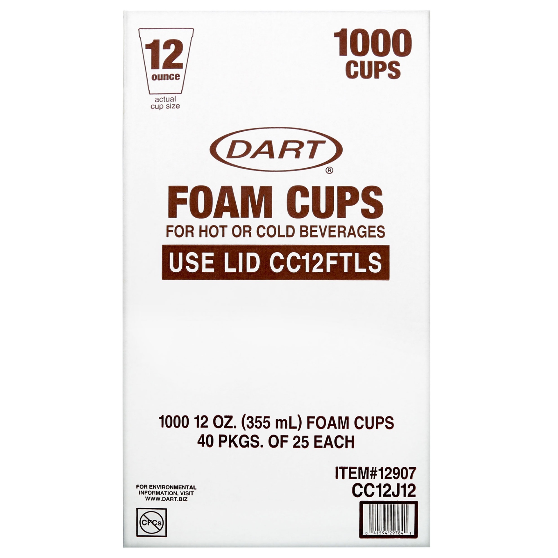 slide 1 of 1, DART Foam Cups, 1000 ct; 12 oz
