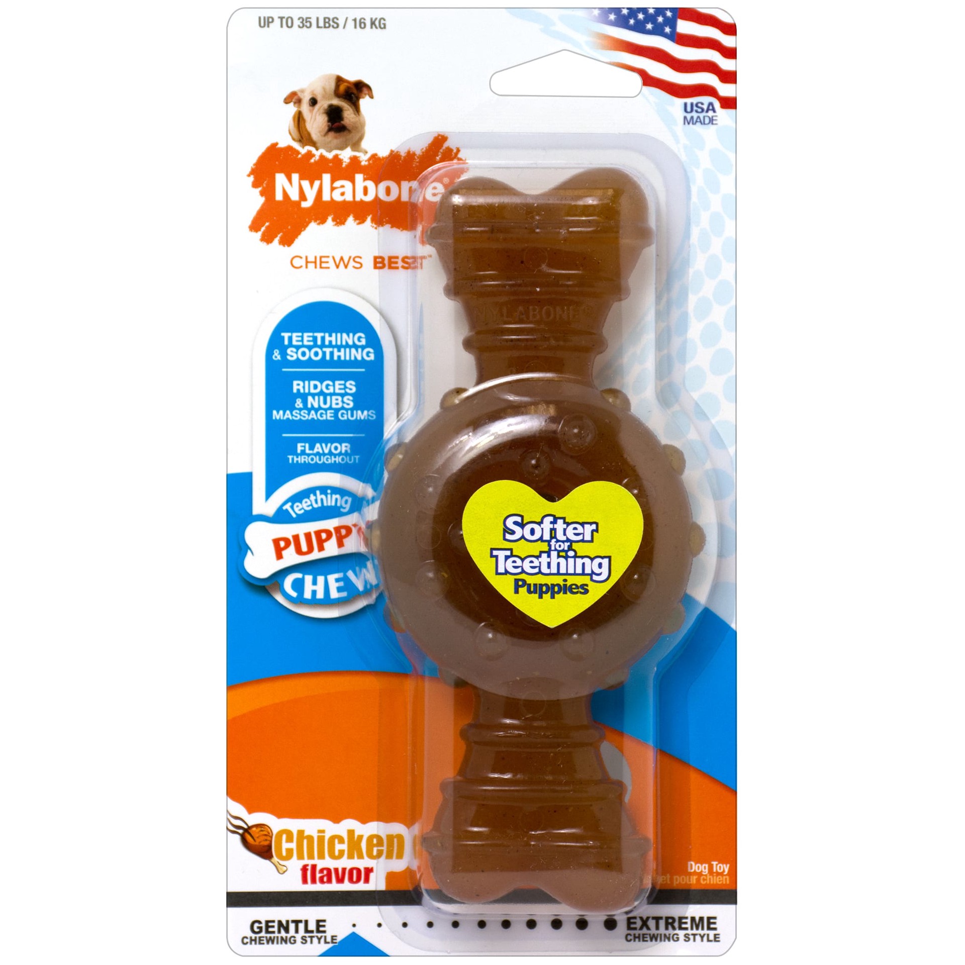 slide 1 of 9, Nylabone Puppy Ring Bone Teething Toy for Puppies Chicken Ring Bone Medium/Wolf - Up to 35 lbs.(1 Count), 1 ct