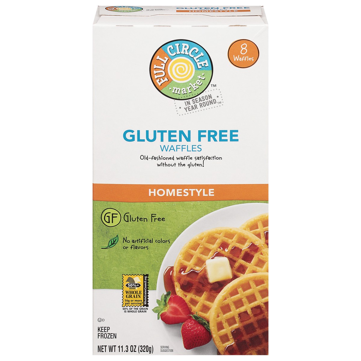 slide 2 of 4, Full Circle Gluten Free Homestyle Waffles 8Ct, 8 ct