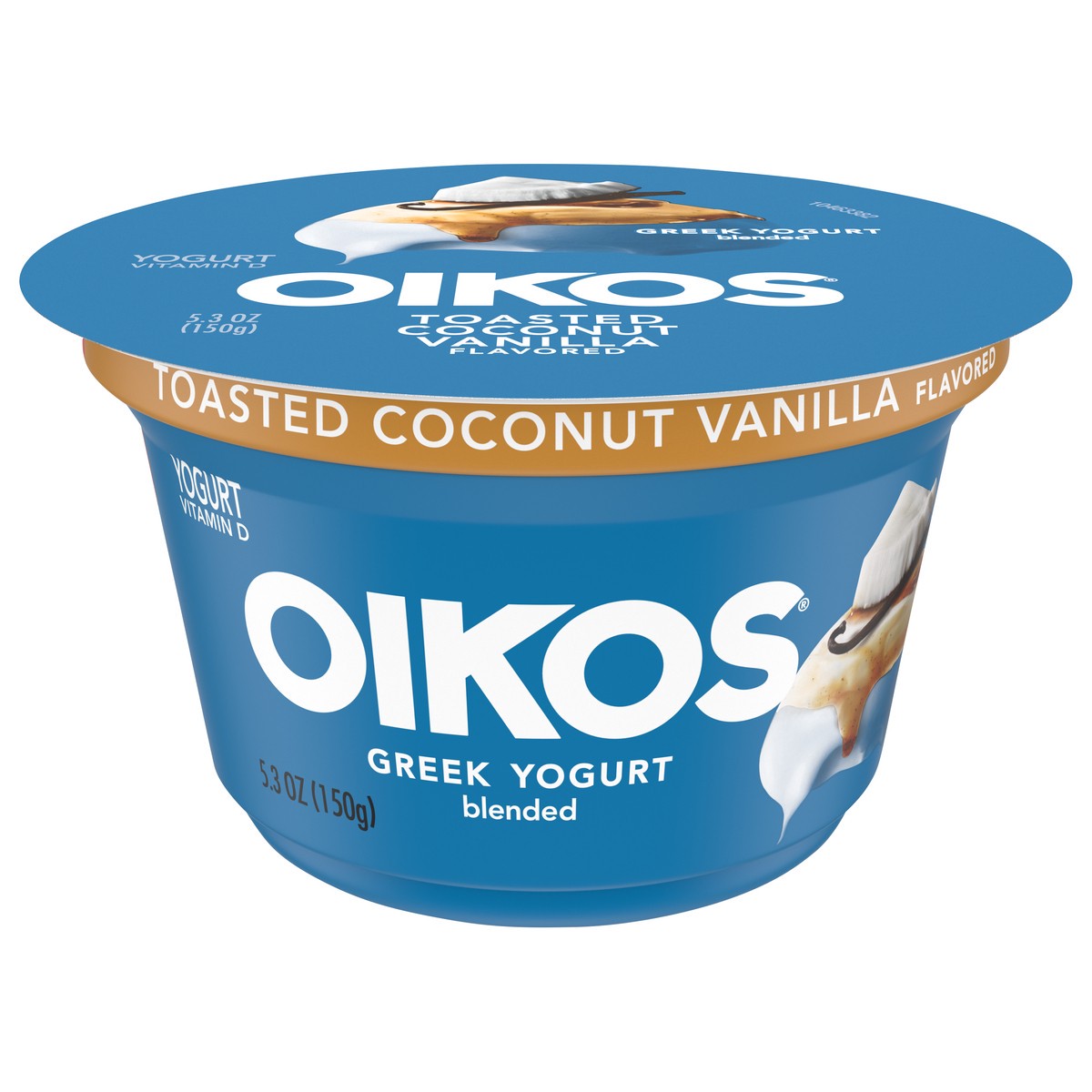 slide 1 of 5, Oikos Whole Milk Greek Yogurt, Toasted Coconut Vanilla, 5.3 oz., 5.3 oz