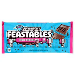 Feastables Standard Size Bars Milk Chocolate 5 - 1.24 oz Bars