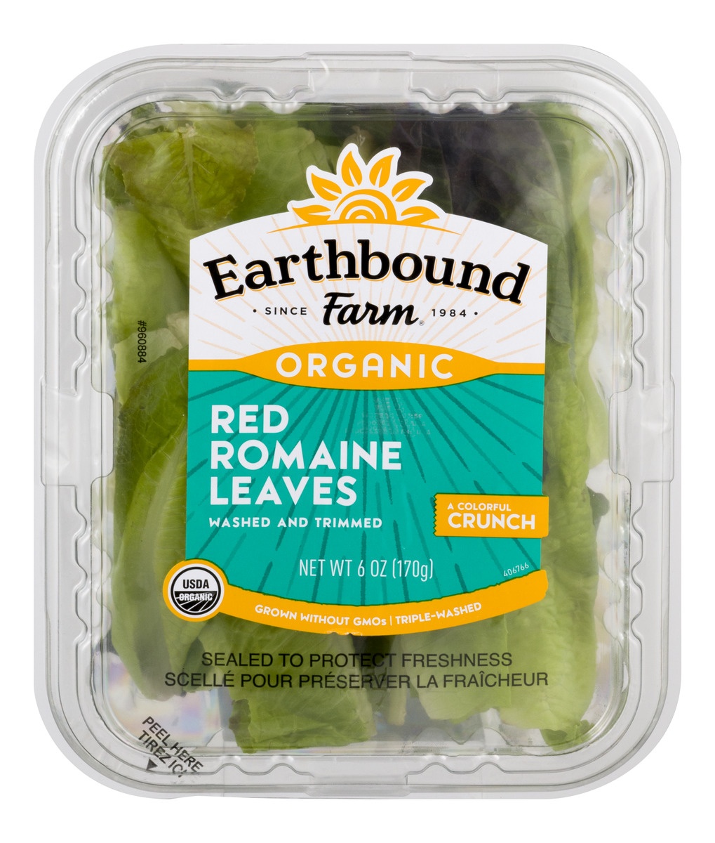 slide 1 of 1, Earthbound Farm Organic Easy Leaves, Red Romaine Leaves, 6 oz