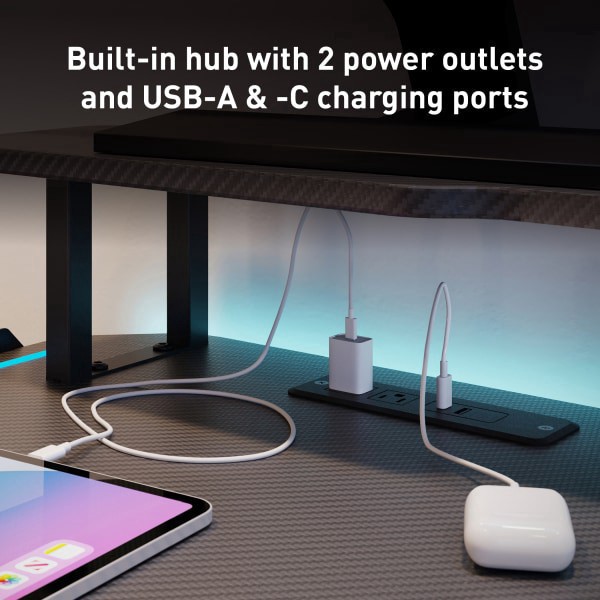 slide 5 of 10, RS Gaming™ Venno 2.0 RGB Gaming Computer Desk with Hutch & Integrated Power, Black, BIFMA Compliant, 1 ct