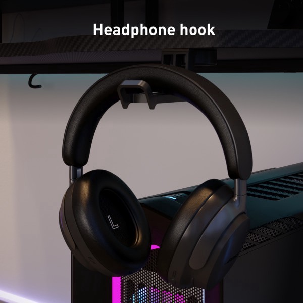 slide 9 of 10, RS Gaming™ Venno 2.0 RGB Gaming Computer Desk with Hutch & Integrated Power, Black, BIFMA Compliant, 1 ct