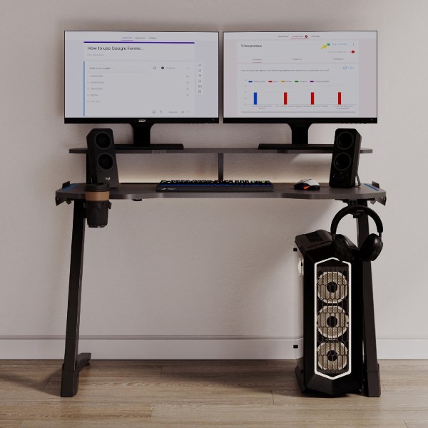 slide 6 of 10, RS Gaming™ Venno 2.0 RGB Gaming Computer Desk with Hutch & Integrated Power, Black, BIFMA Compliant, 1 ct