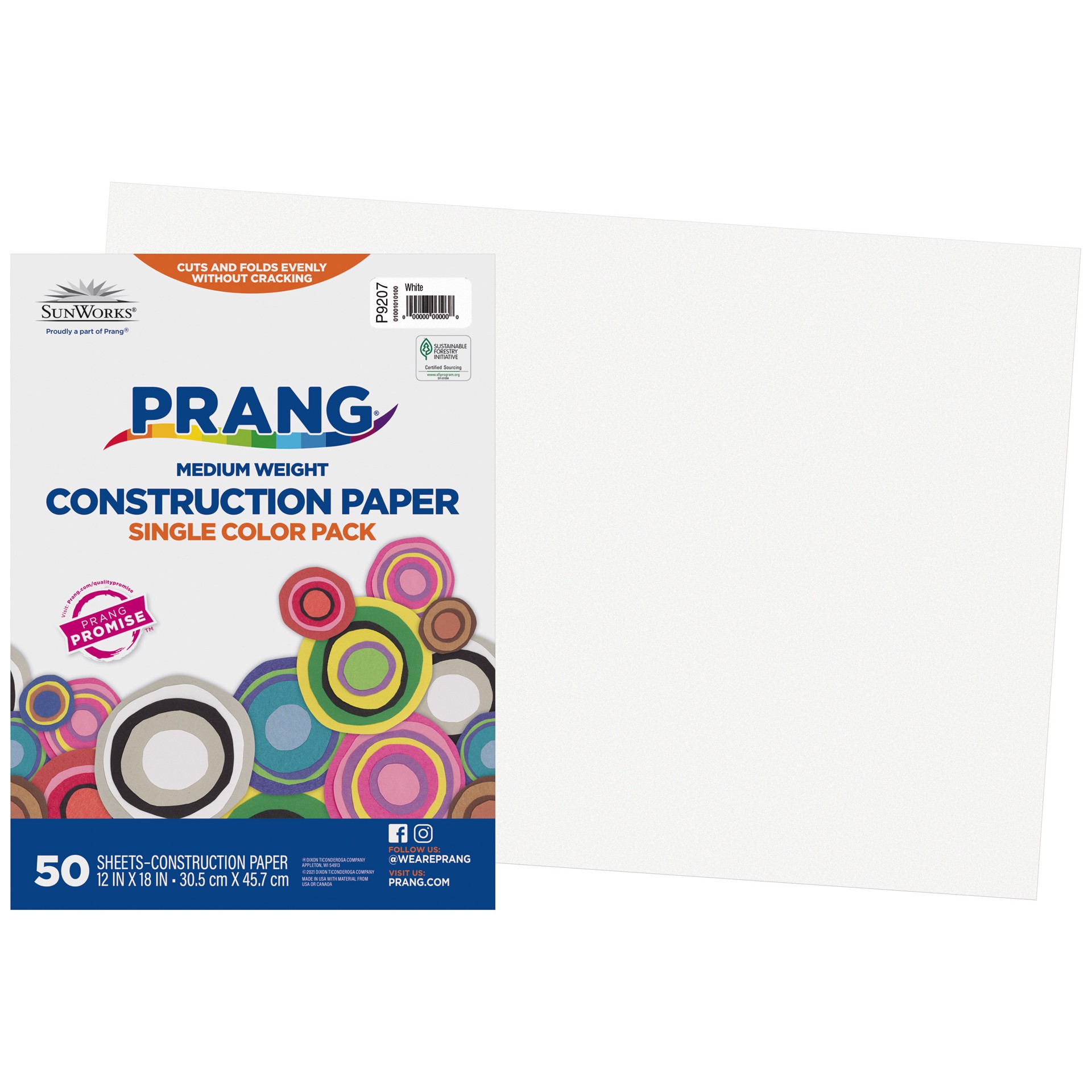 slide 1 of 5, PRANG Construction Paper White, White, 12" x 18", 50 Sheets, 50 ct